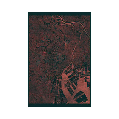 Tokyo Infrared Urban Blueprint Map by Hubert Roguski - Wrapped Canvas Print