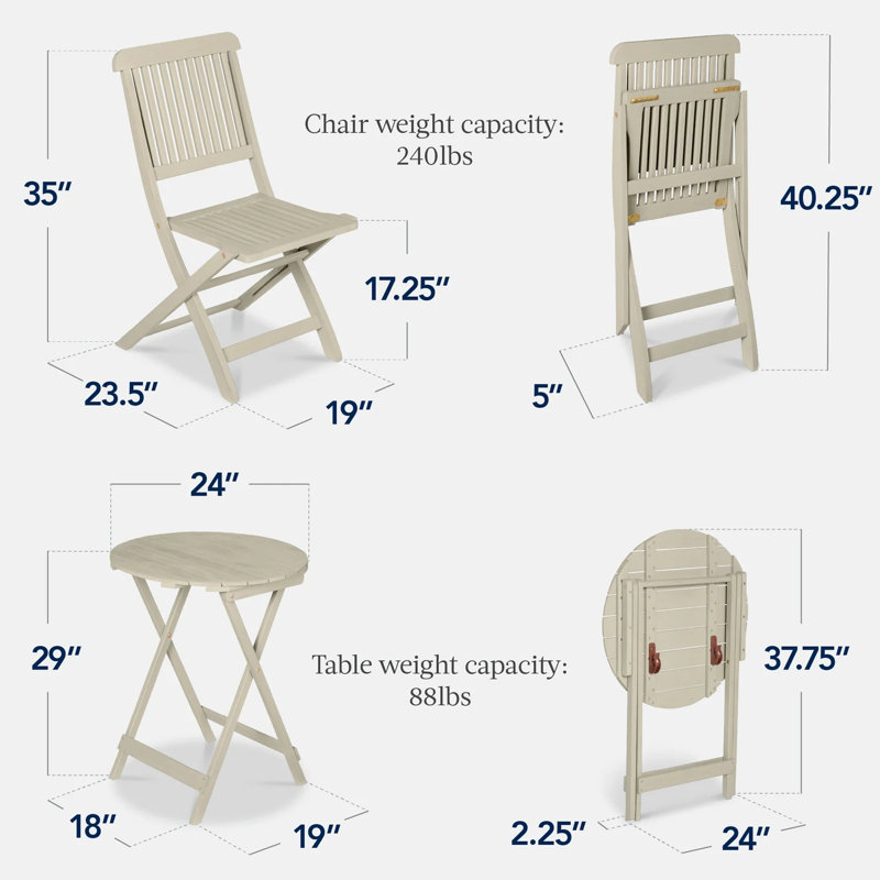 Wood Bistro Set, Cream