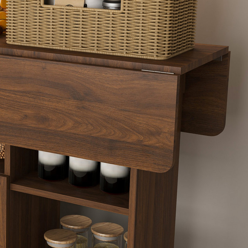 Folding Table with Storage Shelves and Wheels