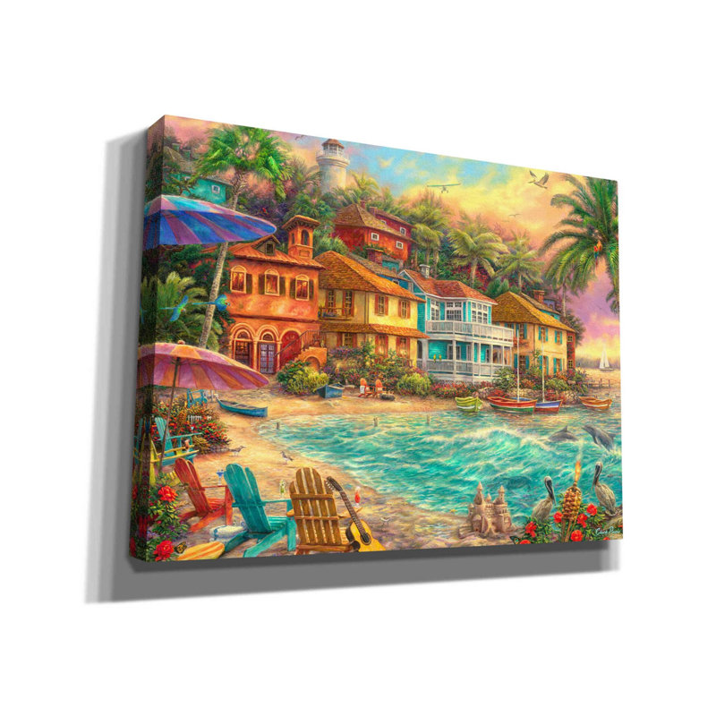 «Island Time» par Chuck Pinson, art mural sur toile, L 16 po x H 12 po
