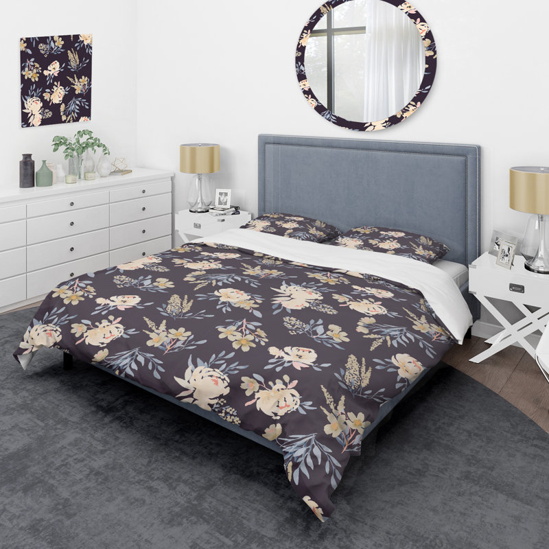 Ensemble de housse de couette en microfibre noir / beige / vert 3 pièces