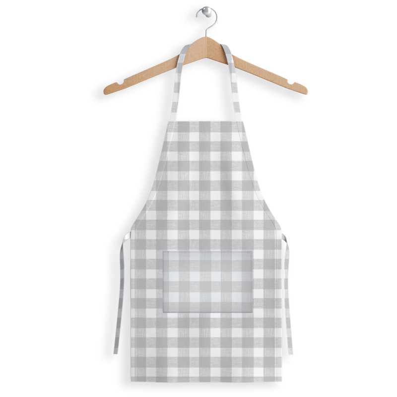 Plaid Bib Apron, Gray