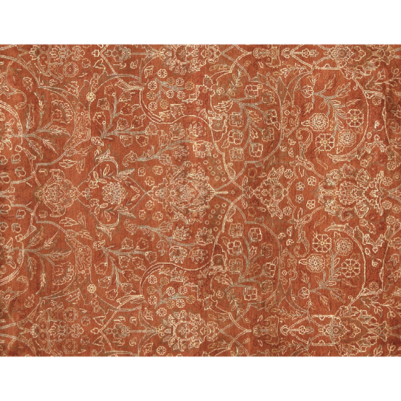 Hand Knotted Wool Area Rug in Wine