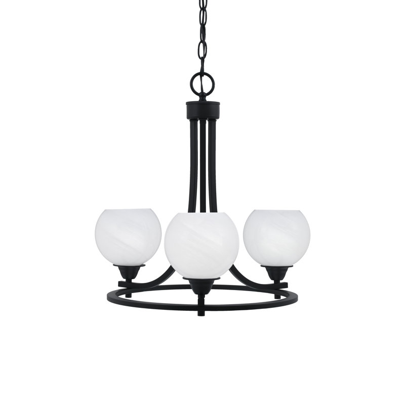 Lustre 3 lumières Waddon Paramount, H 19,25 po x l 18,75 po x P 18,75 po, Gris, Noir mat