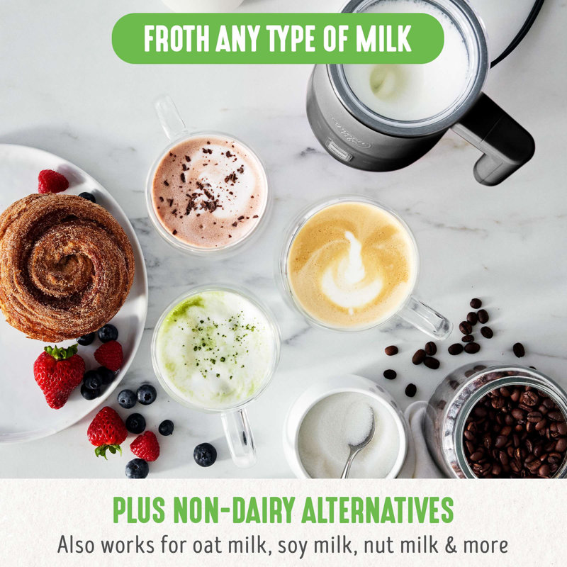 White Ceramic 10oz Electric Milk Frother with 4-in-1 Function