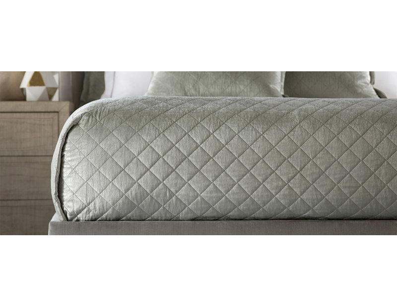 Chloe Sea Foam King Diamond Quilted Velvet Coverlet