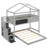 Twin Over Full House Bunk Bed With Storage Stairs & Blackboard-798235361