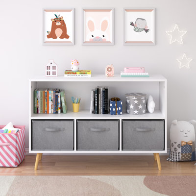 Kids Bookcase With Collapsible Fabric Drawers