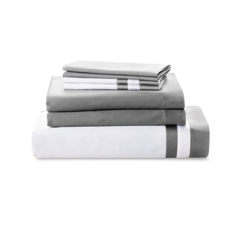 Vilanova European Bed Linen Sateen Sheet Set, Full Sheet Set + 2 Pillowcases, Harbor Gray