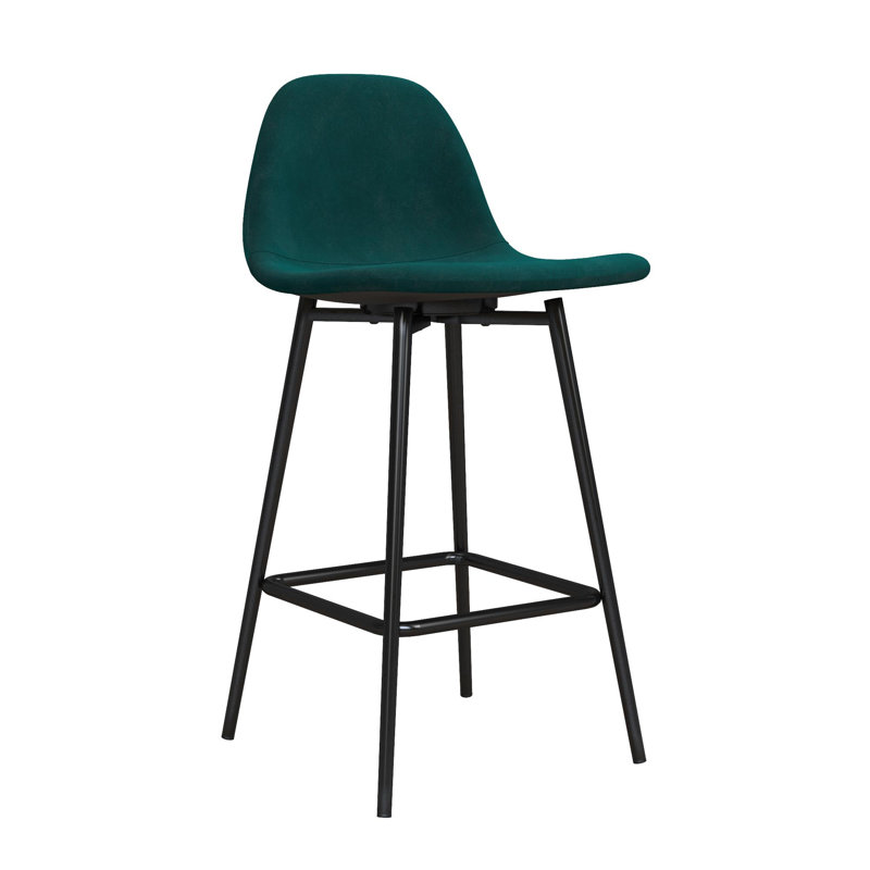 Henrine Upholstered Counter Stool with Metal Frame, Green