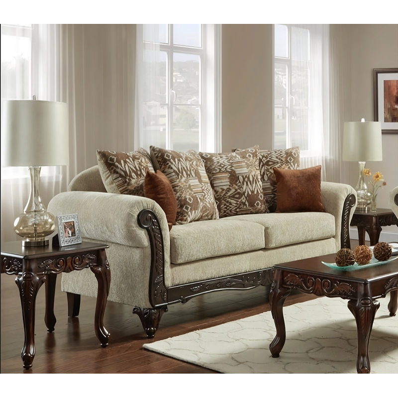 Arpitha Upholstered 93'' Sofa, Beige Polyester Blend