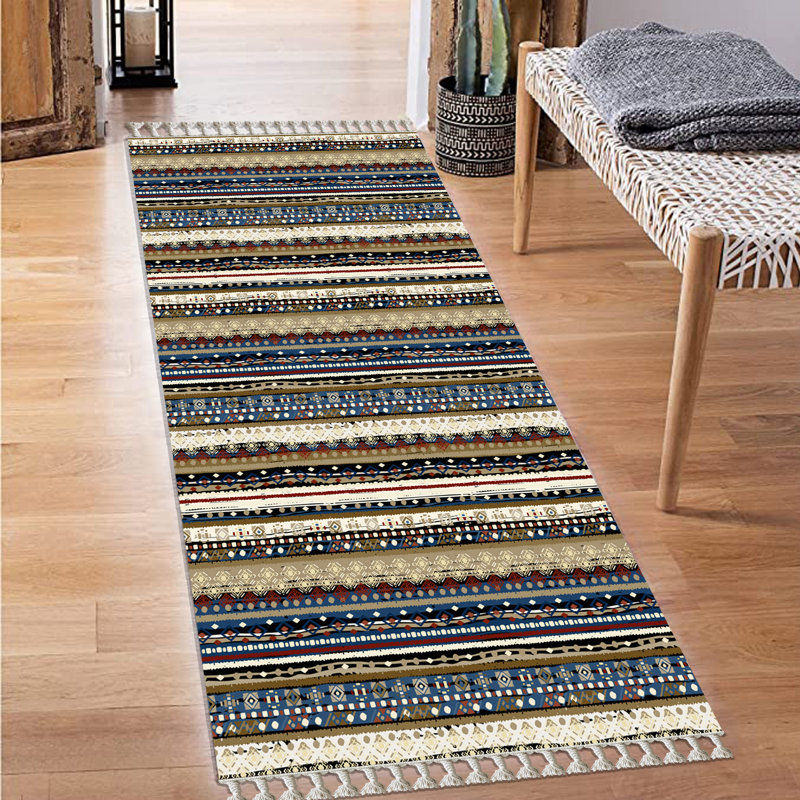 Cotton Striped Indoor Rug, Runner 3'11" x 19'8"
