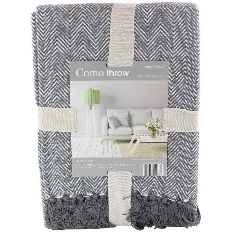 Plain Weave / Muslin Throw Blanket, Grey, W127 x L152cm