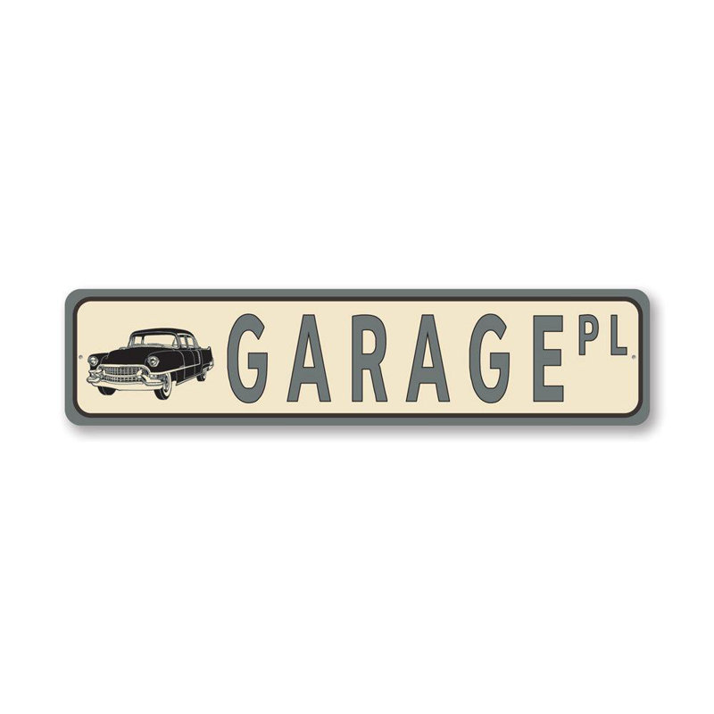 Enseigne en aluminium Garage Street, H 4 po x l 18 po x P 0,04 po
