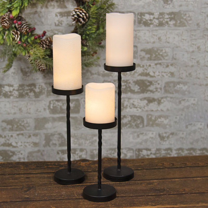 3/Set Wrought Iron Twisted Pillar Holders