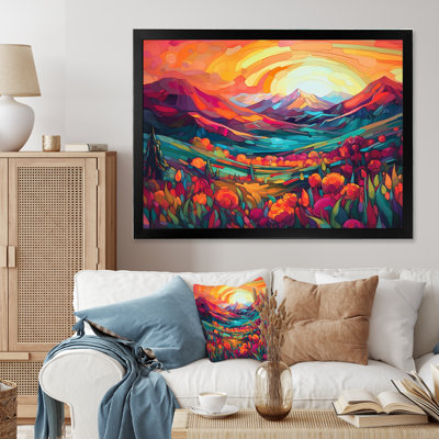 «Vibrant Sunset Shining Over Mountains I», art sur toile