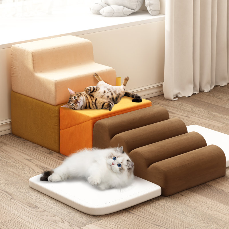 6-Pcs Pet Ramp Dog Stairs Colourful Foam Blocks, Orange