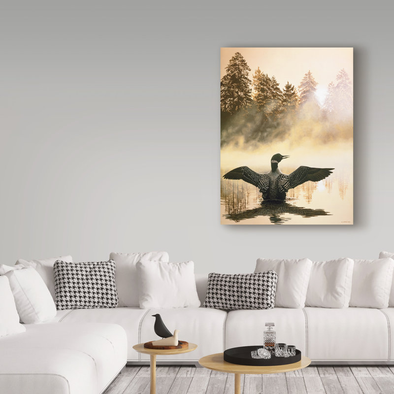 «Misty Dawn Loon» par Etelca, impression sur toile tendue, H 19 po x l 14 po x P 2 po