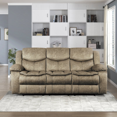 Hanhalyn 87.5" Traditional Microfiber Manual Glider Reclining Sofa with Gentle Gliding Motion, Polished Microfiber & Pocket Coil Comfort