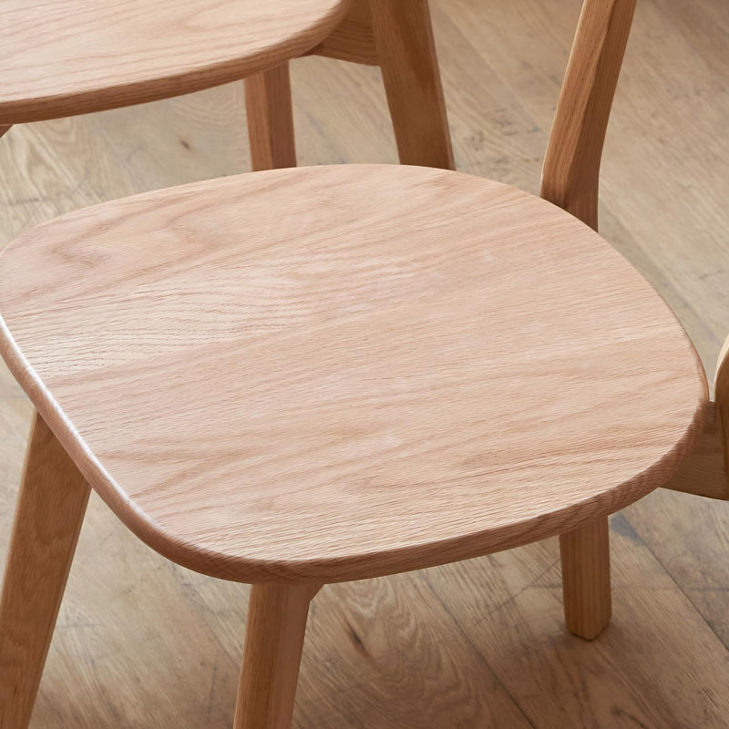 100% Solid Oak 17.7"H Side Chairs Set of 4, Oak, 4