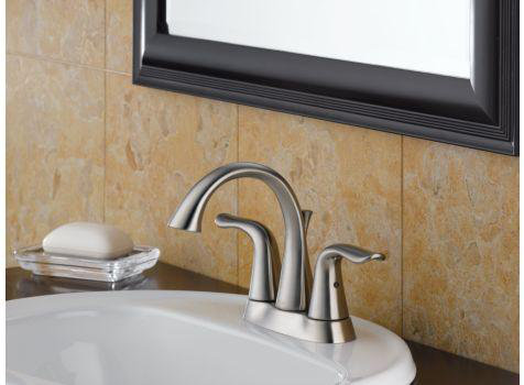 Lahara Two Handle Centerset Bathroom Faucet, Stainless Steel
