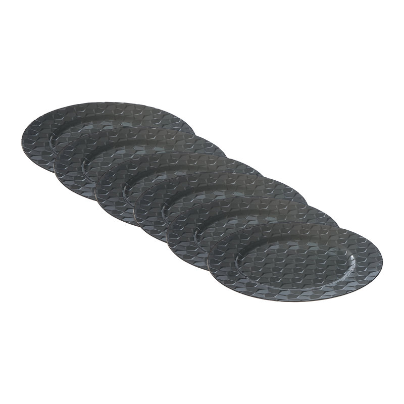 Assiette de présentation Marlee Pentagon noir 13 po - ensemble de 6, Noir