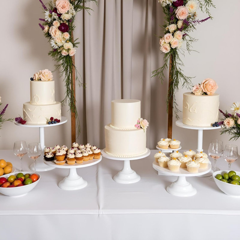 3 Pcs White Metal Cake Stand Set