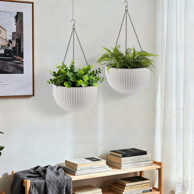 13.4 Inch Self-Watering Rattan-Inspired Planter with Large Capacity, Root-Rot Resistant, Water Level Indicator, Dual-Use for Indoor & Balcony (Pack of 2)