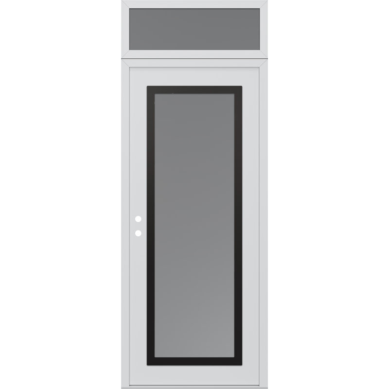 Porte d'entrée avant h1 panneau noir acier blanc / blanc avec traverse pré-montée, Oui, Gelé