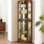 Vitrine à 6 tablettes en noyer, lumières et miroirs, lumières réglables-1288251221
