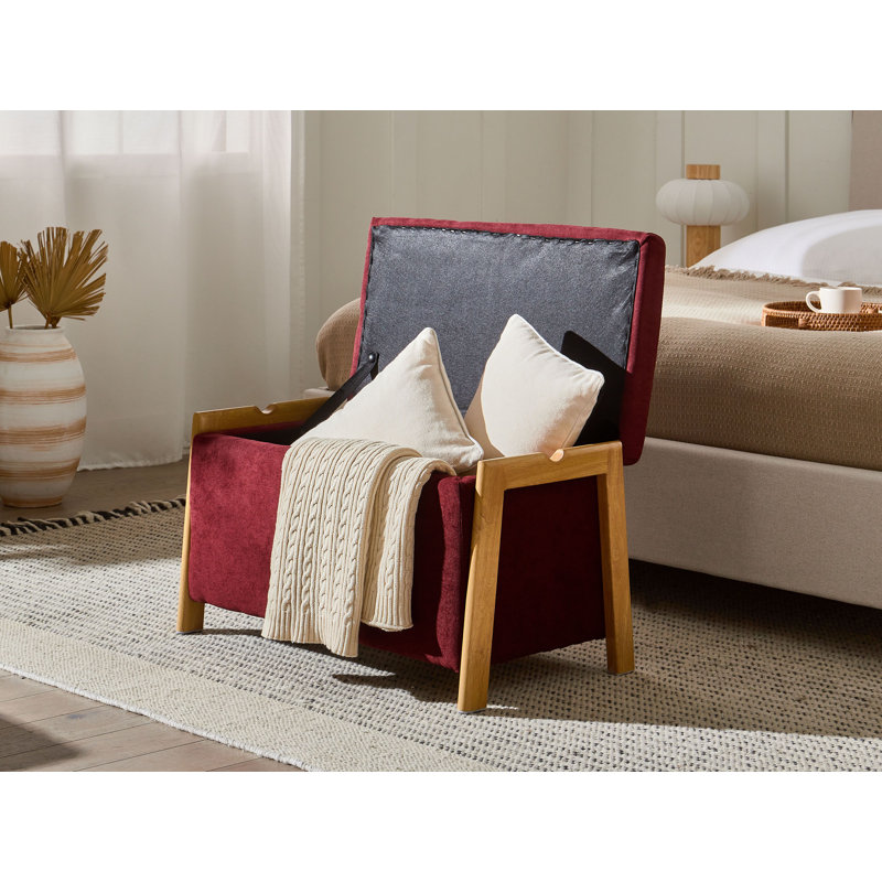 Taheem Fabric Upholstered Storage Bench, Red