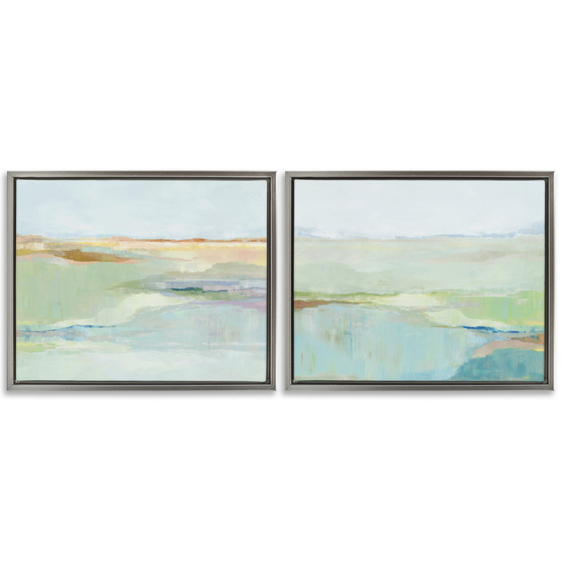 Ensemble de cadres flottants 2 pièces Soft Spring Spring, par Ian C., Cadre flottant gris lustré, H 17 po x l 21 po