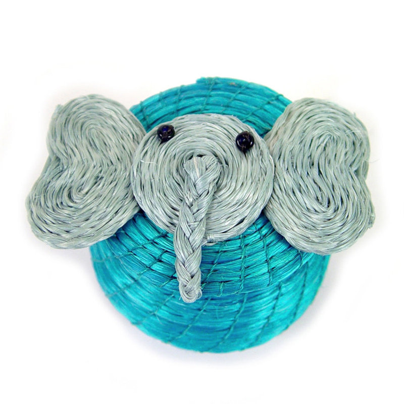 Panier éléphant avec couvercle, Sarcelle