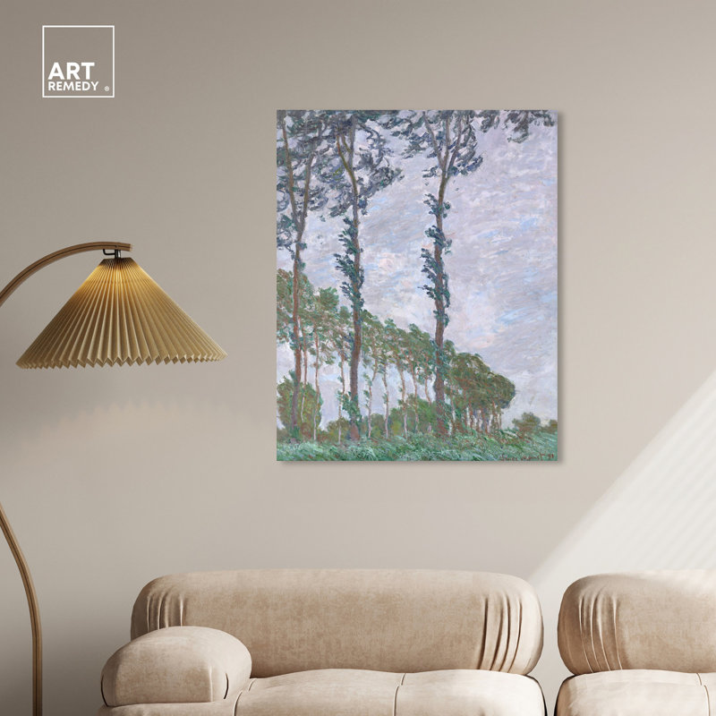 Art mural Monet Series of The Poplar Wind Effect par Art Remedy, H 36 po x l 30 po, Toile tendue