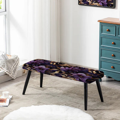 Glamour doré et mauve motif damassé II - banc rembourré en marbre noir