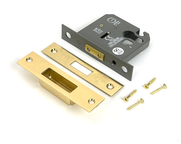 Polished Chrome 3" Euro Profile Dead Lock, Polished Brass