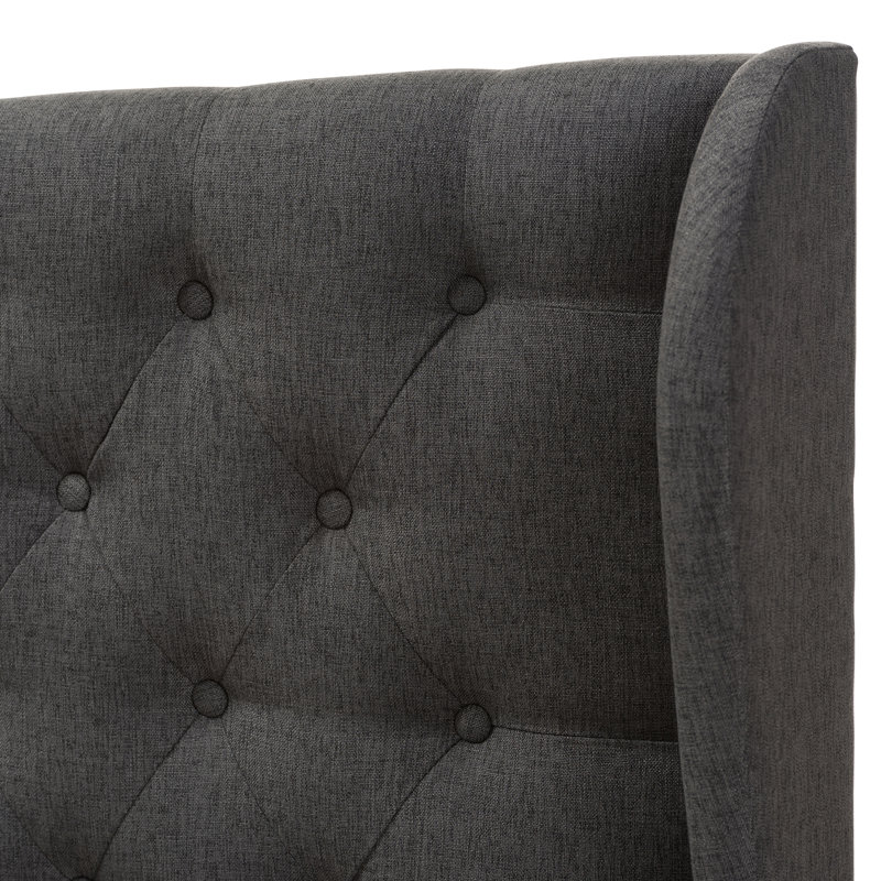 Tête de lit tapissier à oreilles Eremy, Gris foncé, Très grand