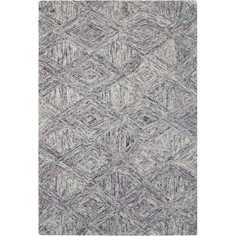 Tapis gris fait à la main Jodie, Rectangle 3 pi 9 po x 5 pi 9 po