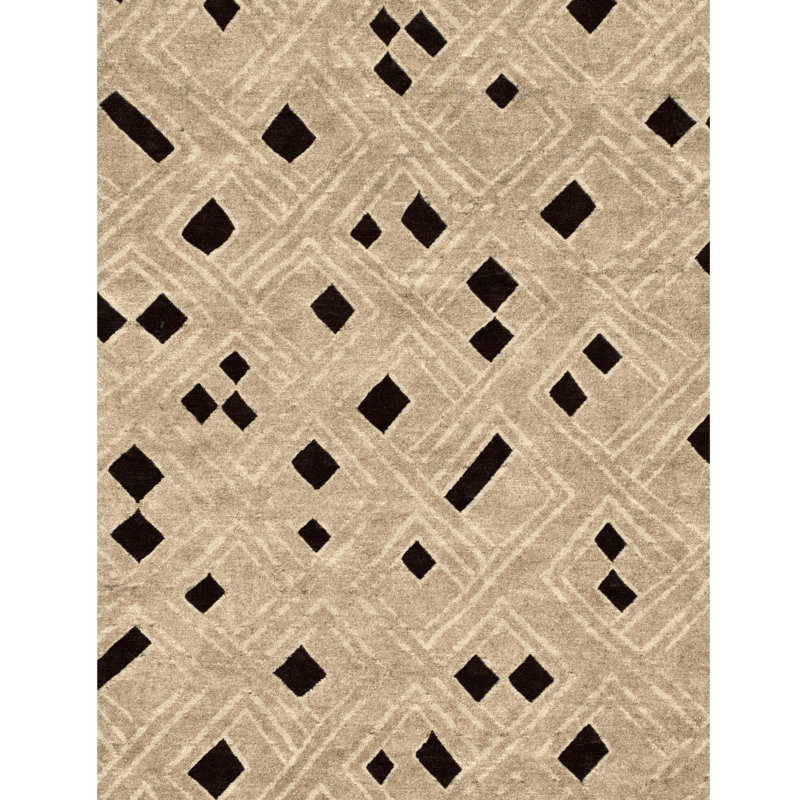 Wool Geometric Area Rug, Rectangle 4' x 6'