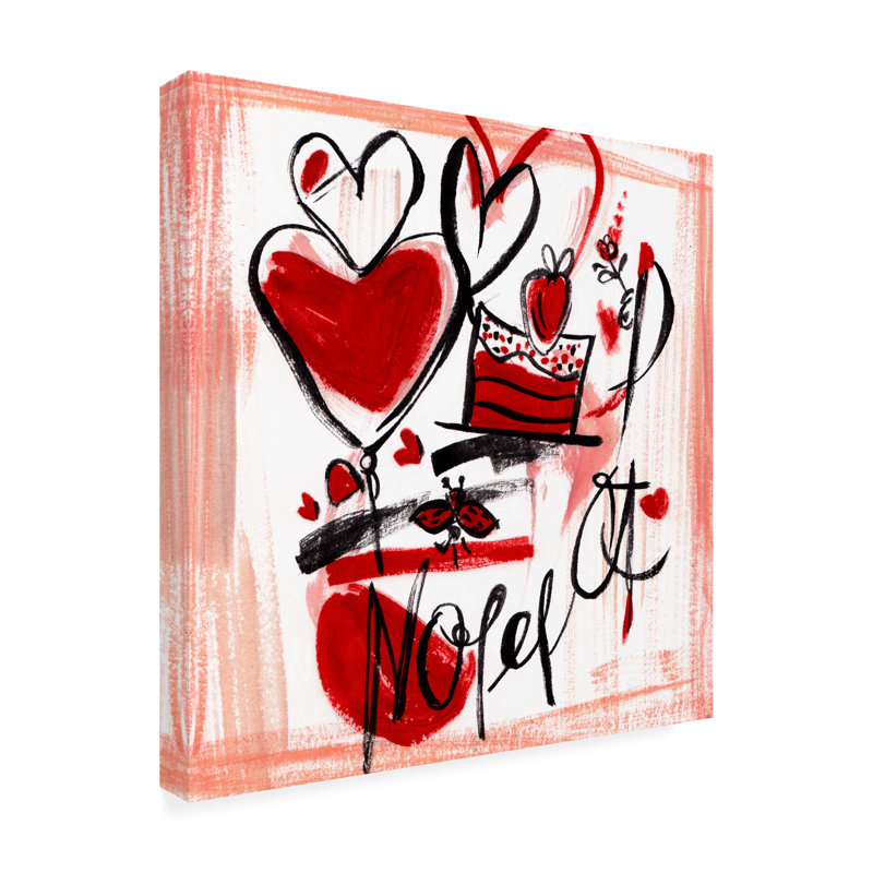 Art mural sur toile tendue - Melissa Wang «Red Ink Love II» pour décoration de salon, de chambre à coucher ou de bureau - 14 x 14
