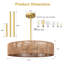 Lustre tambour en rotin 5 lumières Bohemian-488824494