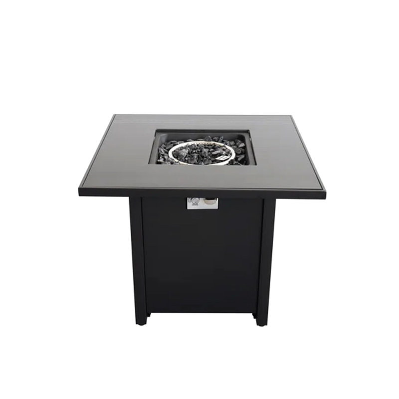 Foyer carré 30 po avec couvercle en verre fumé