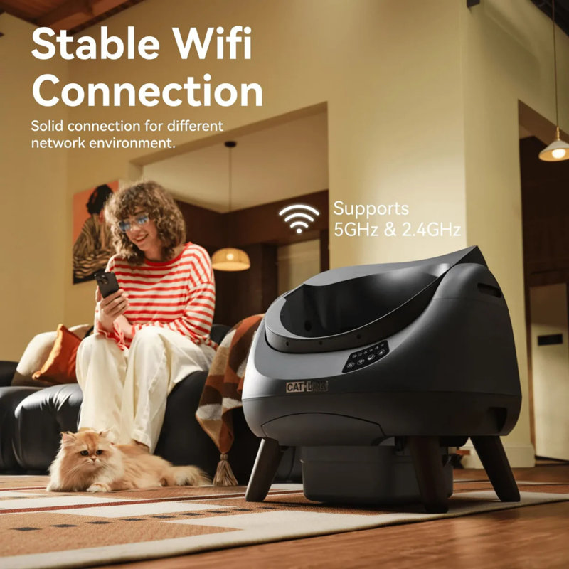 CATLINK Self Cleaning Cat Litter Box, Open Top Automatic Cat Litter Box, Safe Anti-Pinch, AI Waste Analysis Health Monitor for Multi-cat Recognition, 5G Wifi App Control, Odor Free, Open-X - Dark Gray