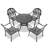 5-Piece Set Of Cast Aluminum Patio Furniture With Black Frame And Brown Seat Cushions-1016750659-1016750671