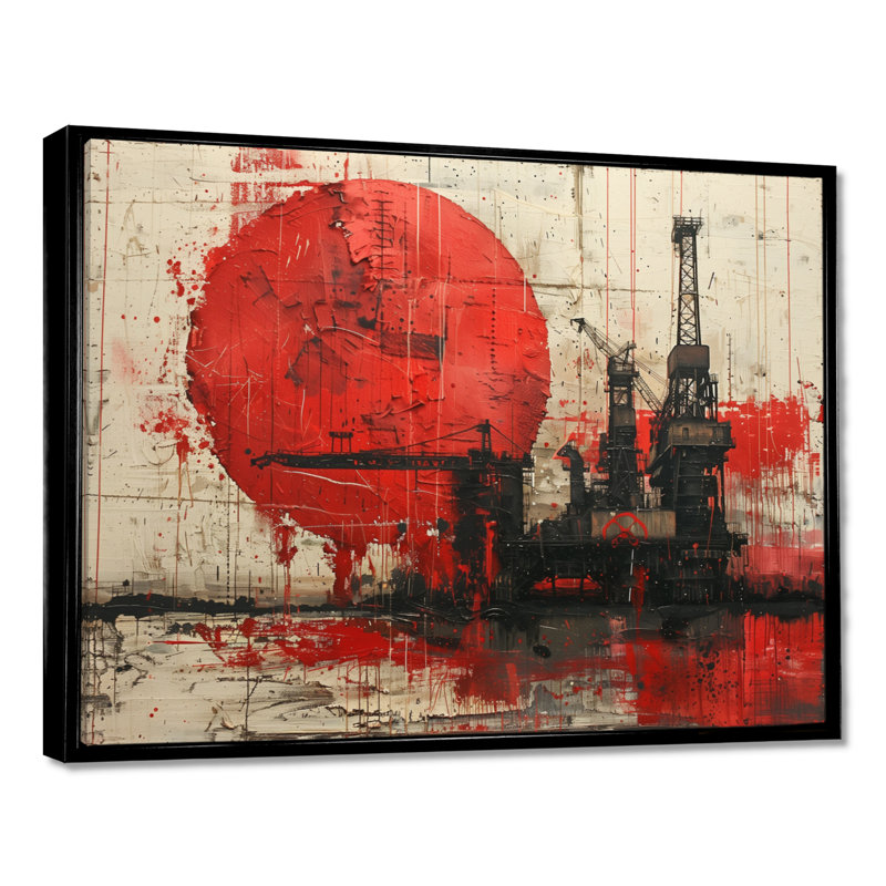 Impression d'art mural rouge noir et pétrochimie, Toile avec cadre flottant noir, H 12 po x l 20 po x P 1 po