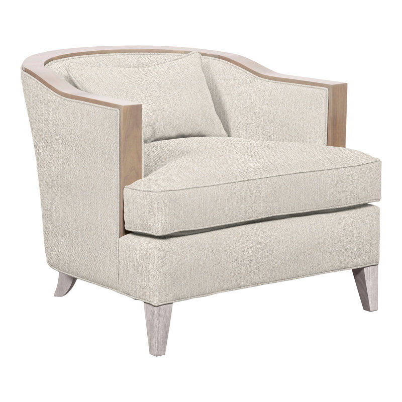 Thom Filicia Home 32.5" Wide Barrel Chair, Instant Parchment Crypton® Performance Fabric, Dove Gray