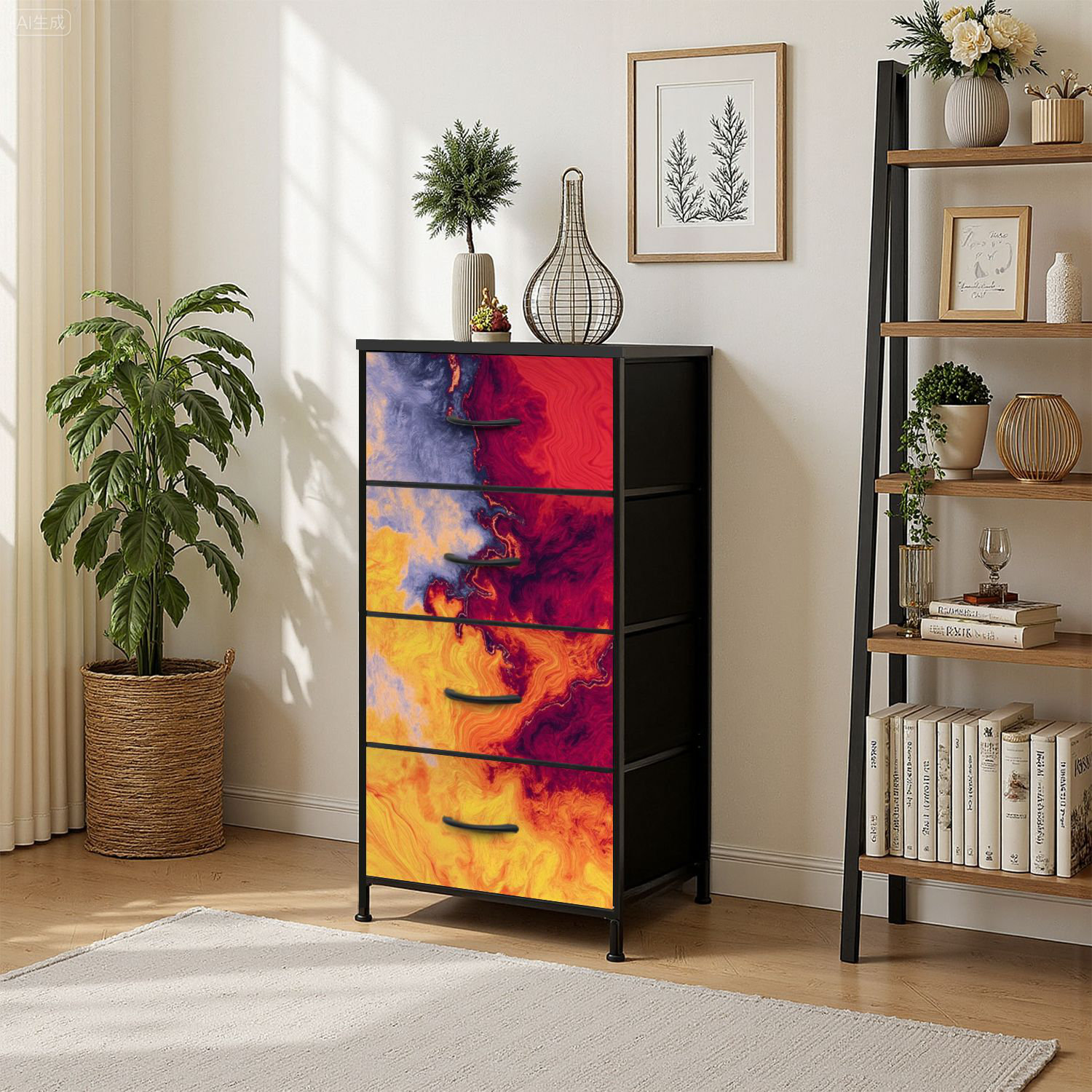 Ebern Designs 4 Drawer Vertical Storage Dresser An abstract color ...