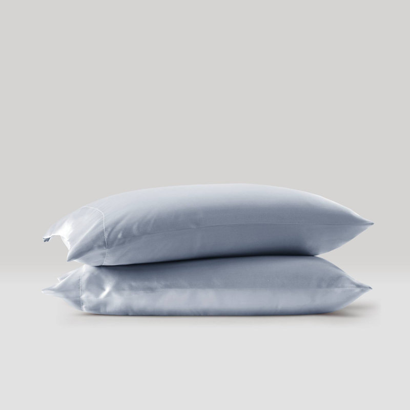 Satin Blue 100% Luxury Satin 2-Piece 20×30" Standard Pillowcases, Blue, Queen Pillowcase