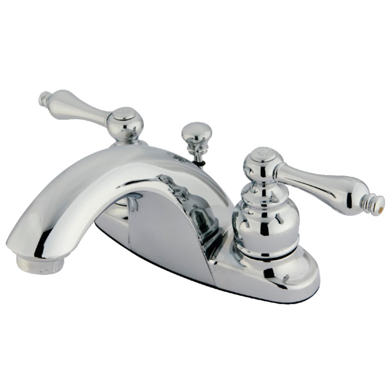 Robinet de salle de bain central à 4 poignées et 3 trous à fixation sur le comptoir à 3 trous Kingston, Chrome poli