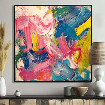Peinture abstraite rose rouge Fight II - Art mural abstrait